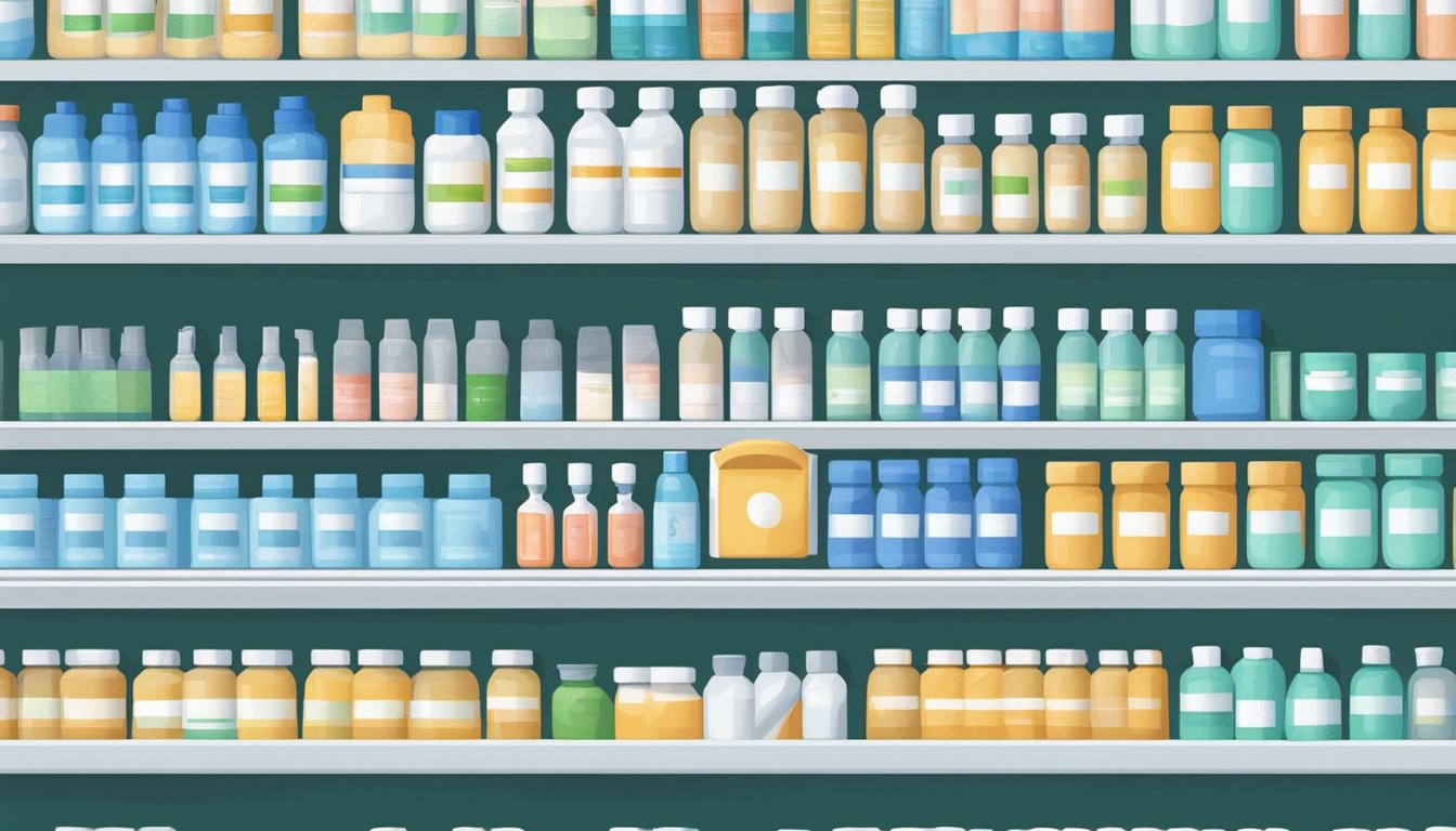 A pharmacy shelf stocked with stoma bags in Singapore