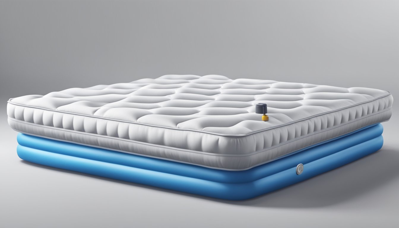 A person inflates a mattress with a pump, carefully checking for any leaks or defects. The mattress is placed on a level surface, ready for use