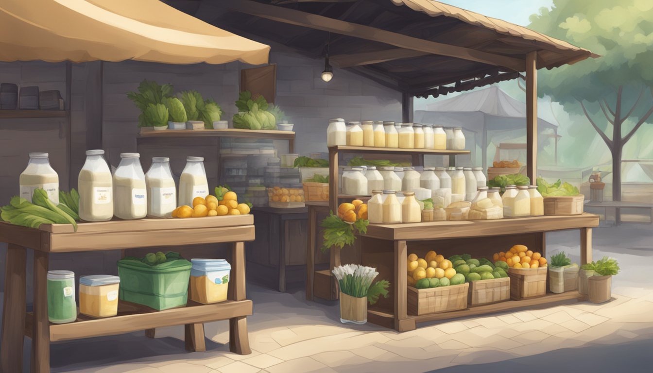 A quaint farmer's market stall sells raw milk in Singapore