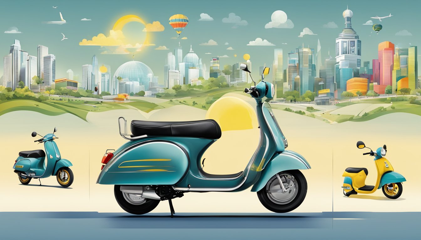 A timeline of logos and brand elements, from old to new, showing the evolution of the Scoot brand identity