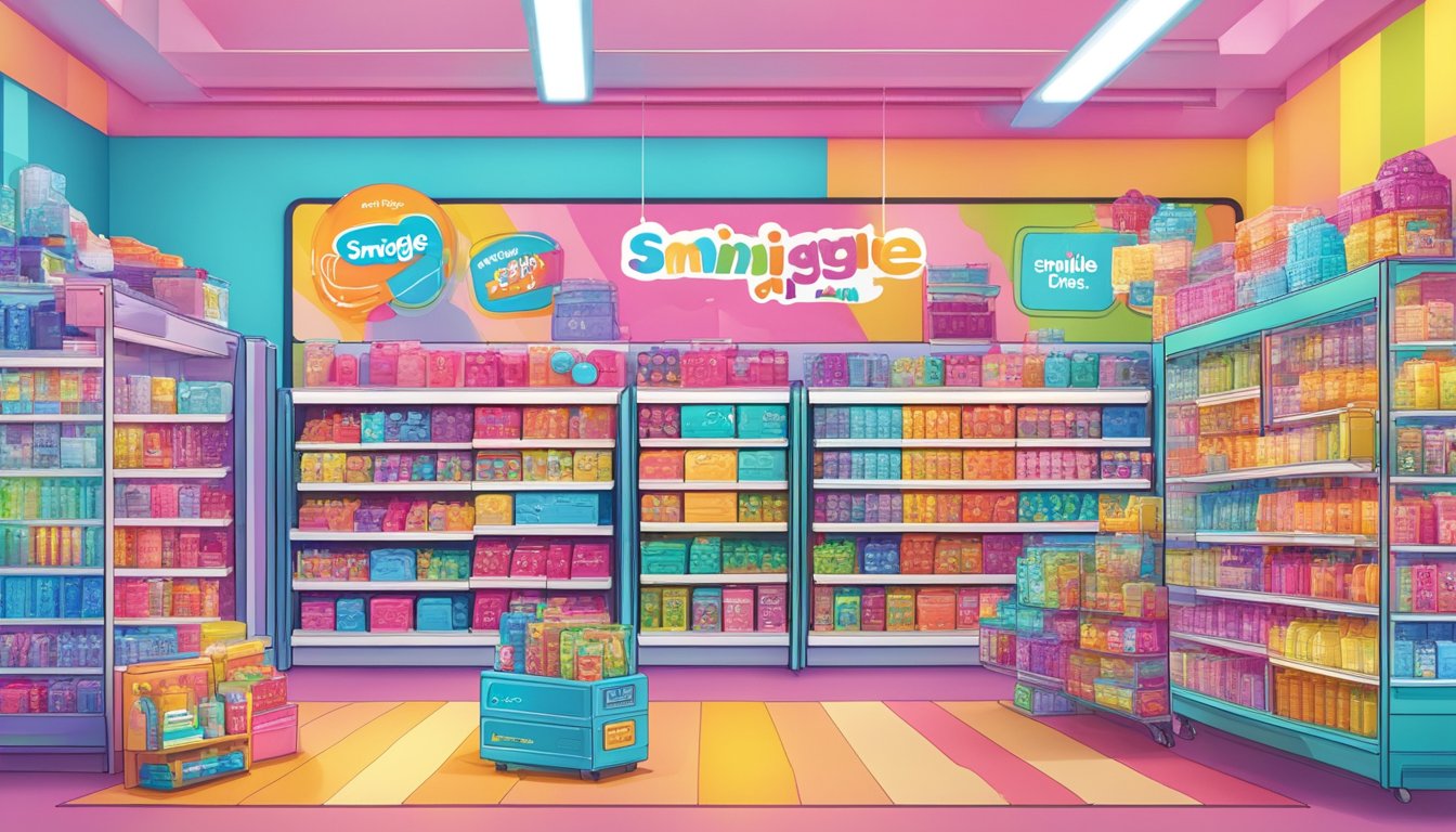 A colorful display of Smiggle products with "Flexible Payment Plans" signage. Online purchase option highlighted