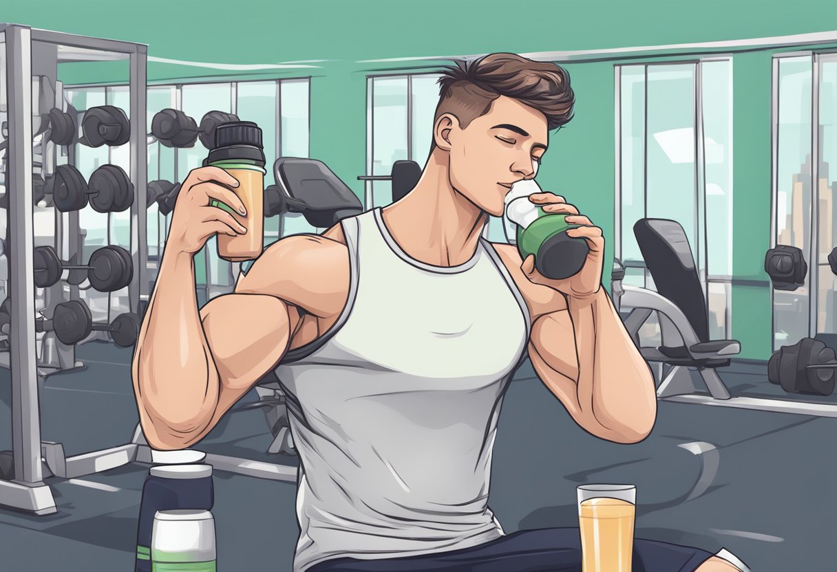 A person consuming protein shake after workout