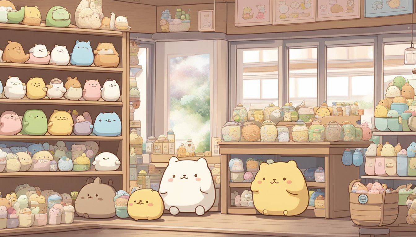 Sumikko Gurashi collection displayed in a cozy Singaporean shop, with colorful characters and merchandise neatly arranged on shelves