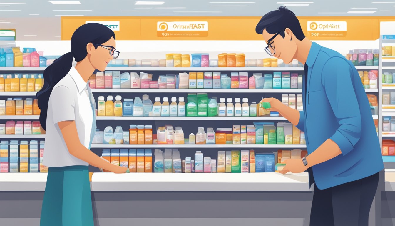 A person purchasing Optifast in a Singapore pharmacy