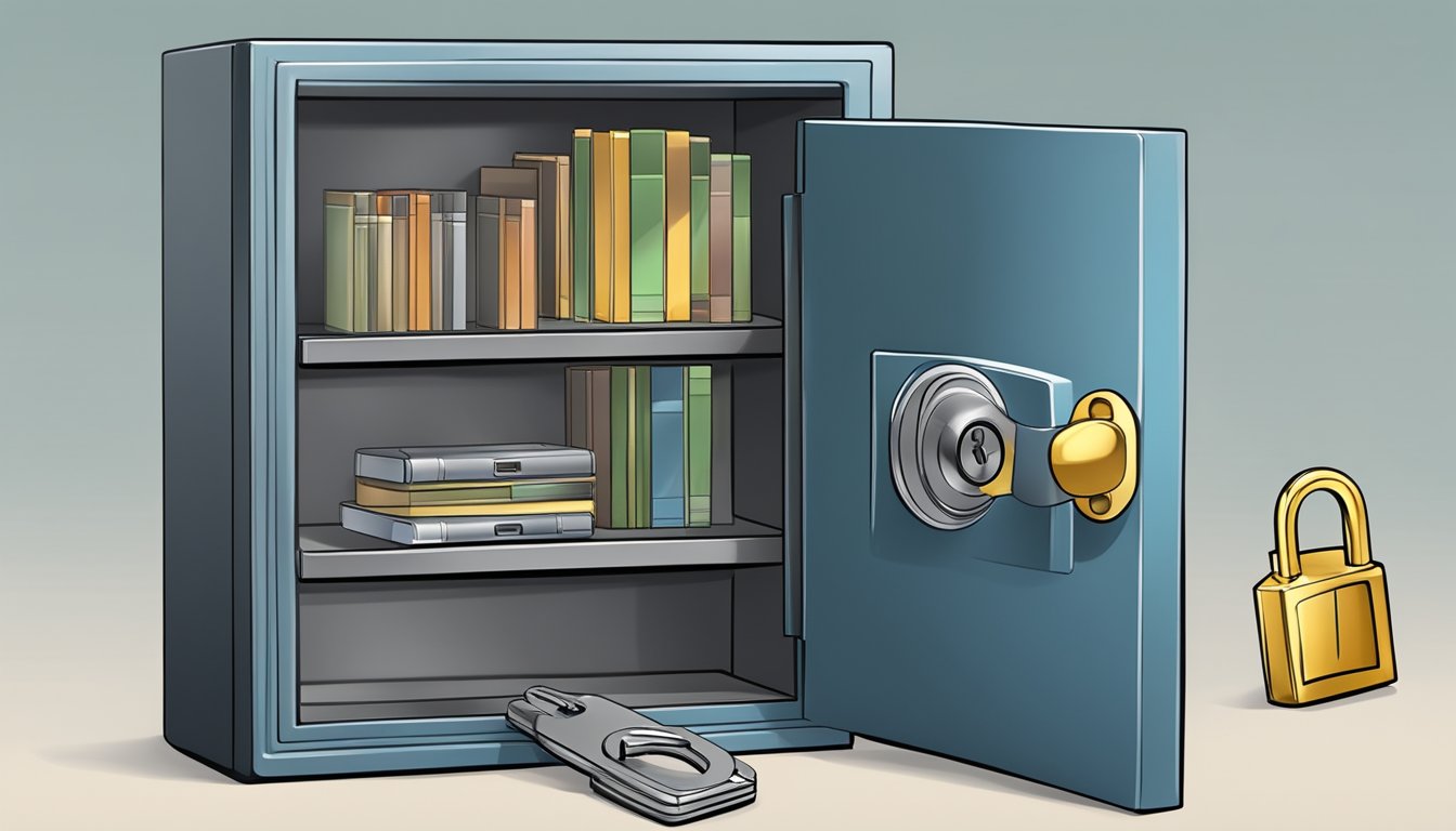 A custodial wallet is depicted as a locked safe with a key, while a non-custodial wallet is shown as an open vault with no key