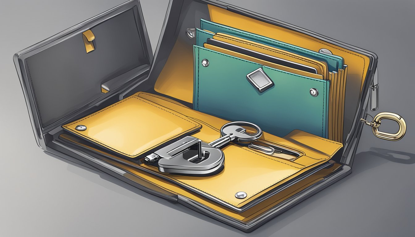 A custodial wallet is depicted as a locked vault with a key, while a non-custodial wallet is shown as an open safe with no key