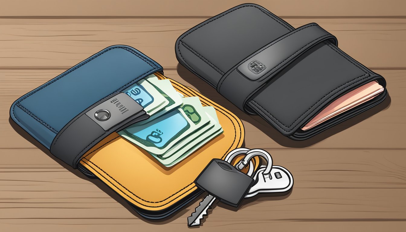 Two wallets side by side, one labeled "Custodial" and the other "Non-Custodial." Custodial wallet has a lock symbol, while non-custodial has a key symbol
