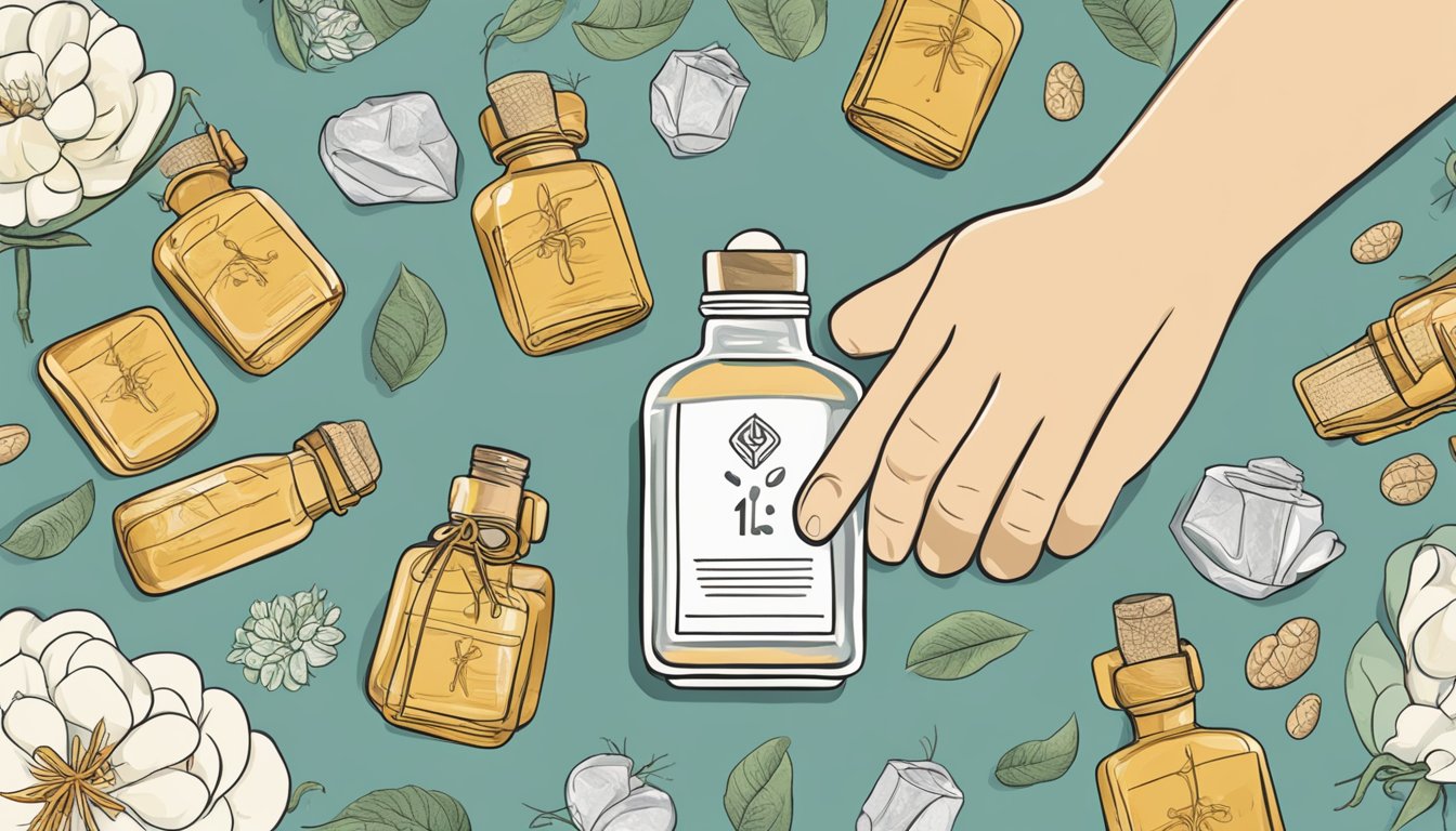 A hand reaches for a bottle of ginseng kianpi pil online. Safety symbols and purchasing tips surround the product