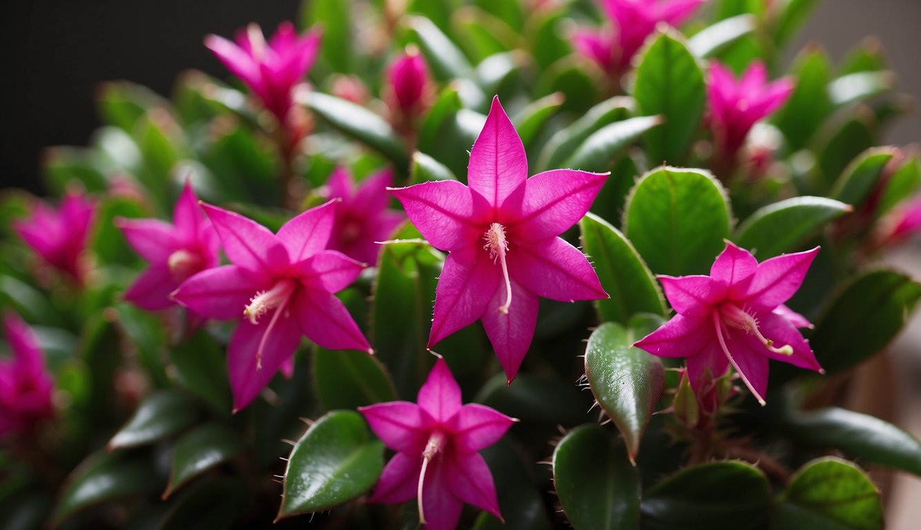Lush, vibrant Christmas cactus cuttings surrounded by supportive, nurturing environment