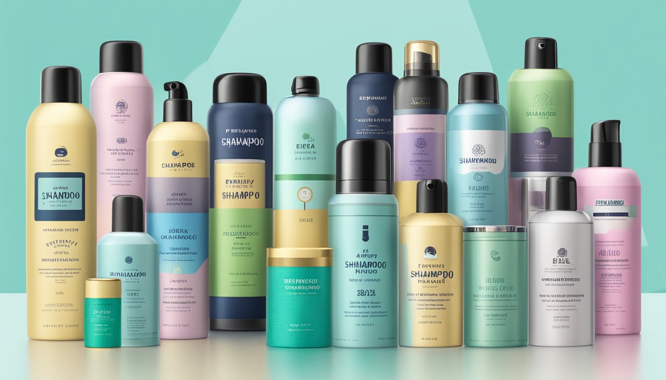 A display of various dry shampoo brands with a sign saying "Frequently Asked Questions buy dry shampoo singapore" above them