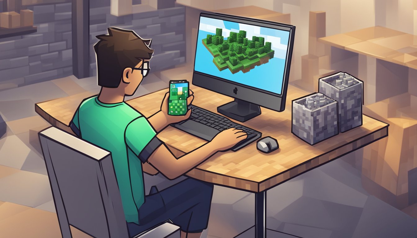 A person in Singapore purchases Minecraft game online using a computer and credit card