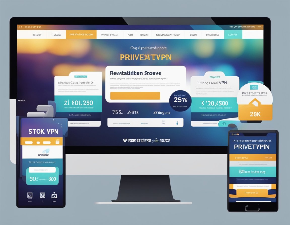 PrivateVPN logo and website displayed with 2024 coupon codes and promotions