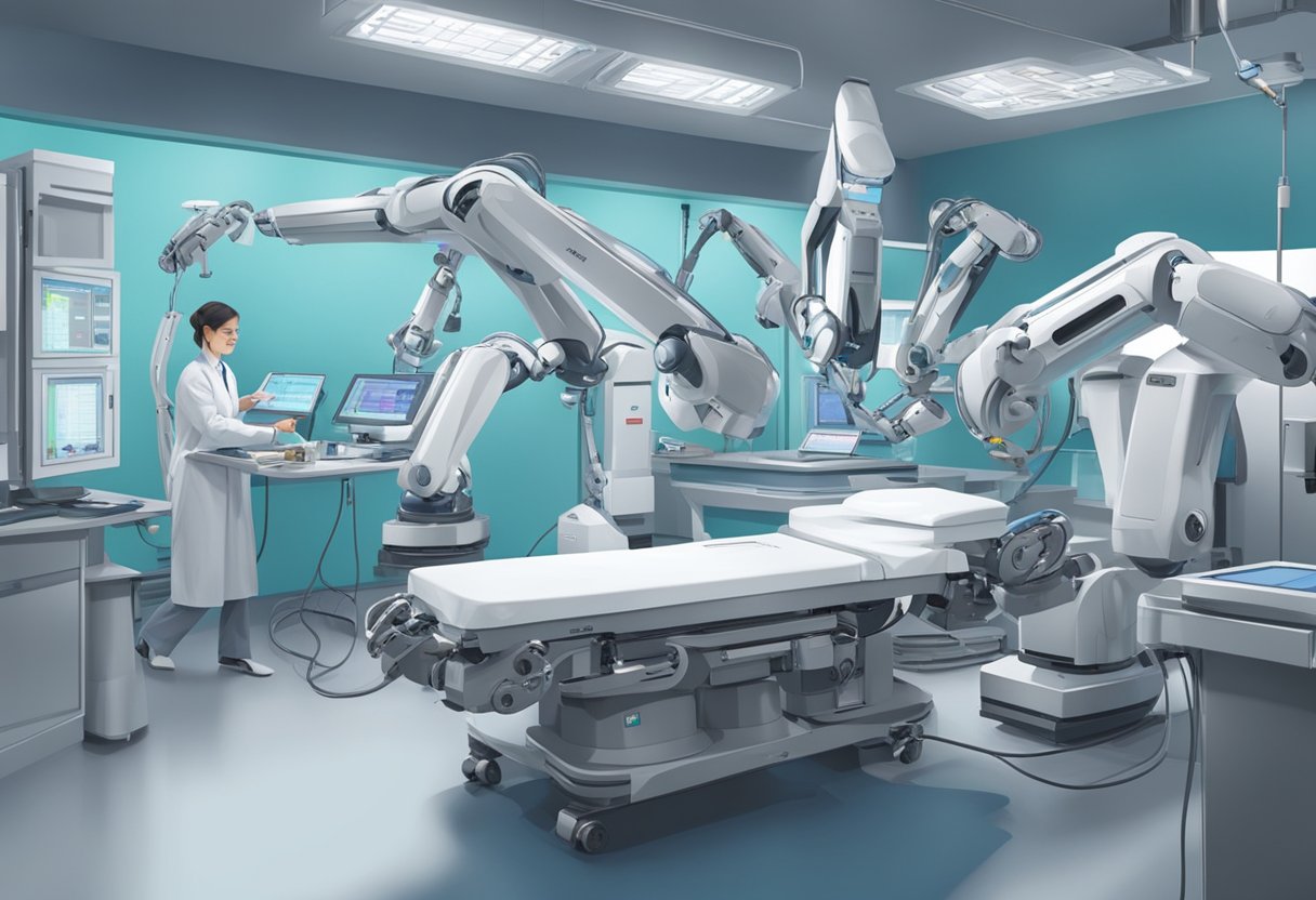Robotic arms performing surgery with precision and efficiency, improving patient outcomes