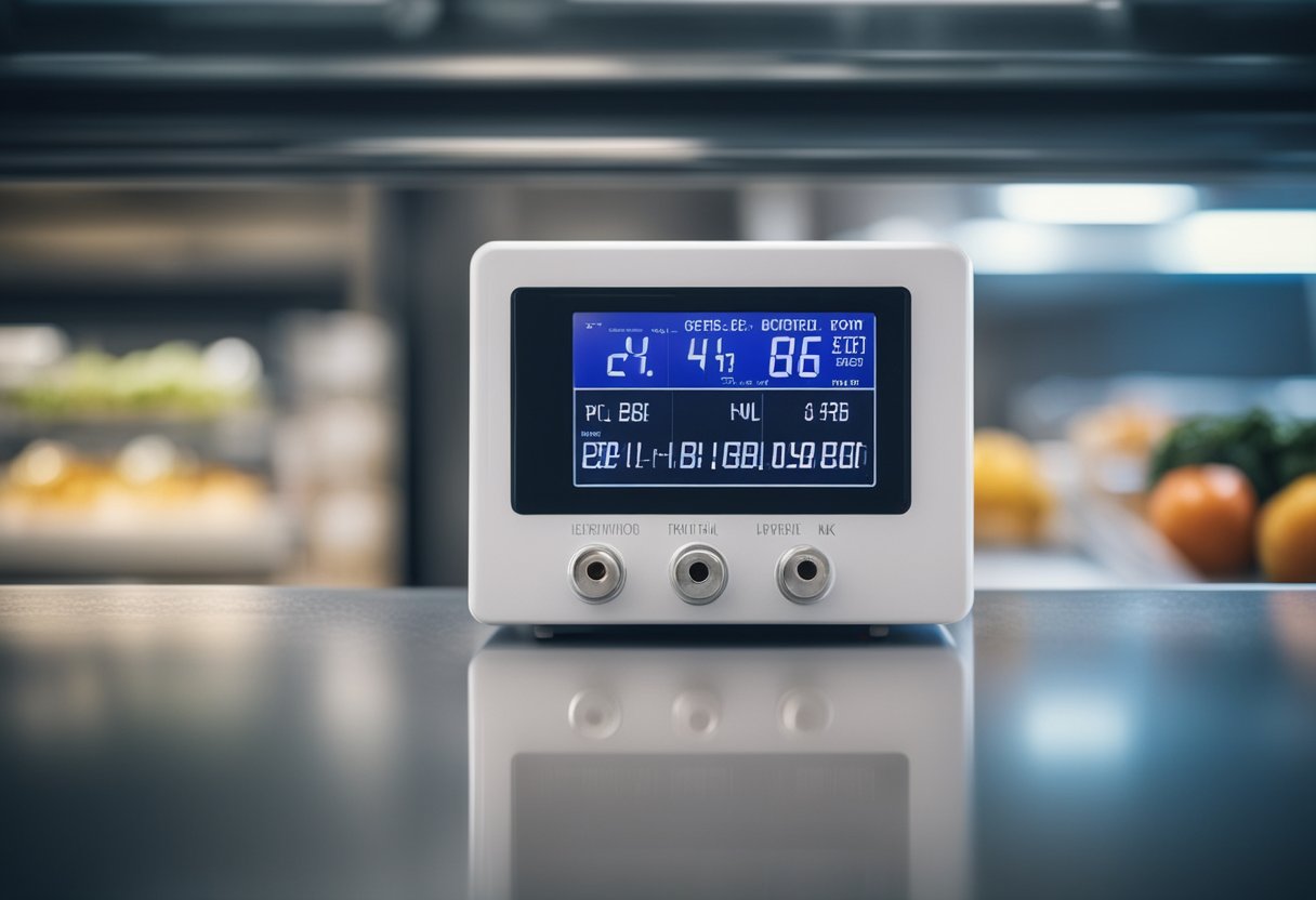 A freezer box with a digital display showing electricity consumption