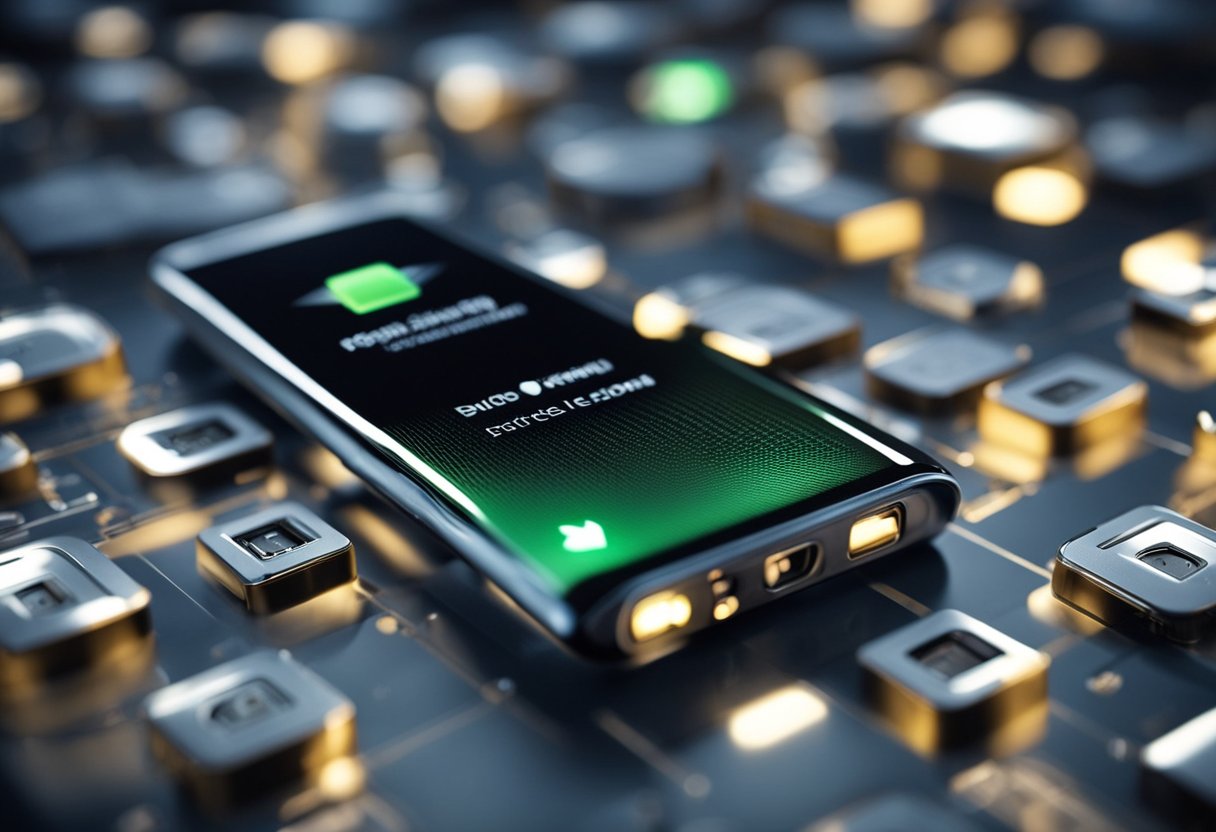 A phone battery icon drains as certain apps consume power