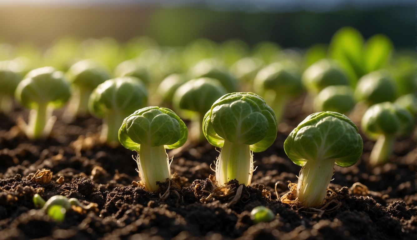 Seeds are sown in rich soil, watered regularly, and given ample sunlight. Over the next 80-100 days, tiny sprouts emerge and slowly grow into mature brussel sprouts