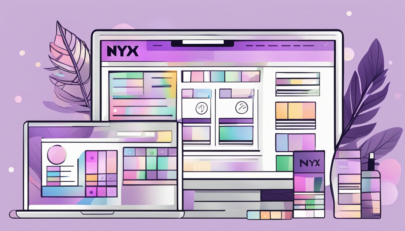 A computer screen displaying a website with "Frequently Asked Questions" about buying NYX cosmetics online
