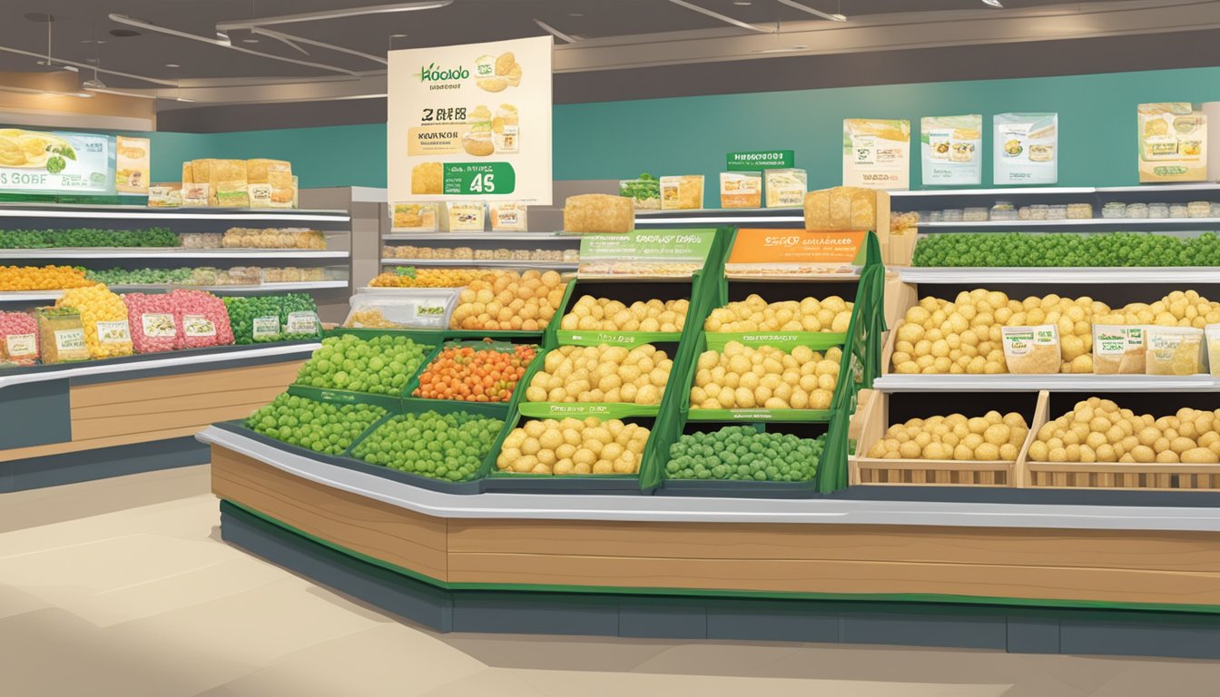 A display of Hokkaido premium potatoes in a Singaporean grocery store, with clear signage and pricing information