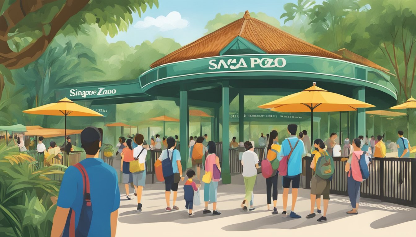 Visitors purchasing tickets at Singapore Zoo entrance