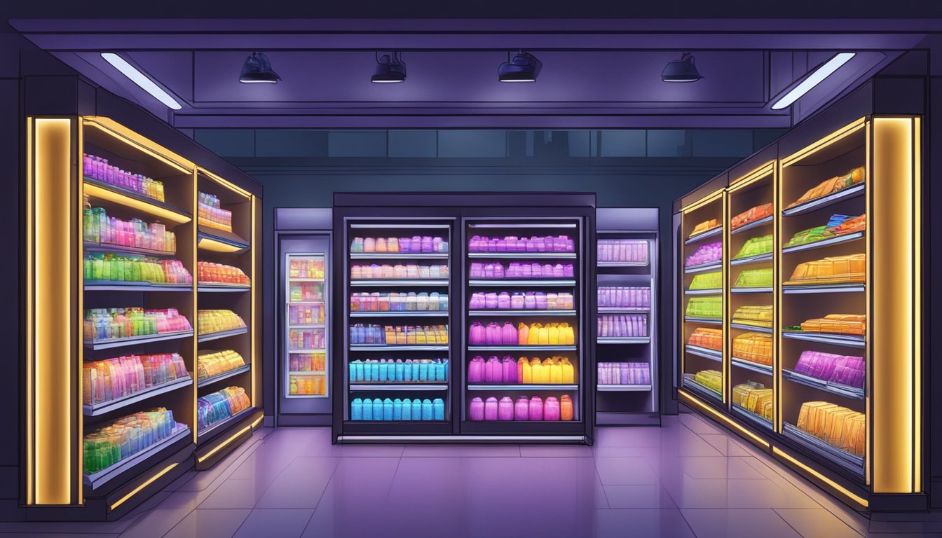 A store in Singapore displays UV torch lights on shelves