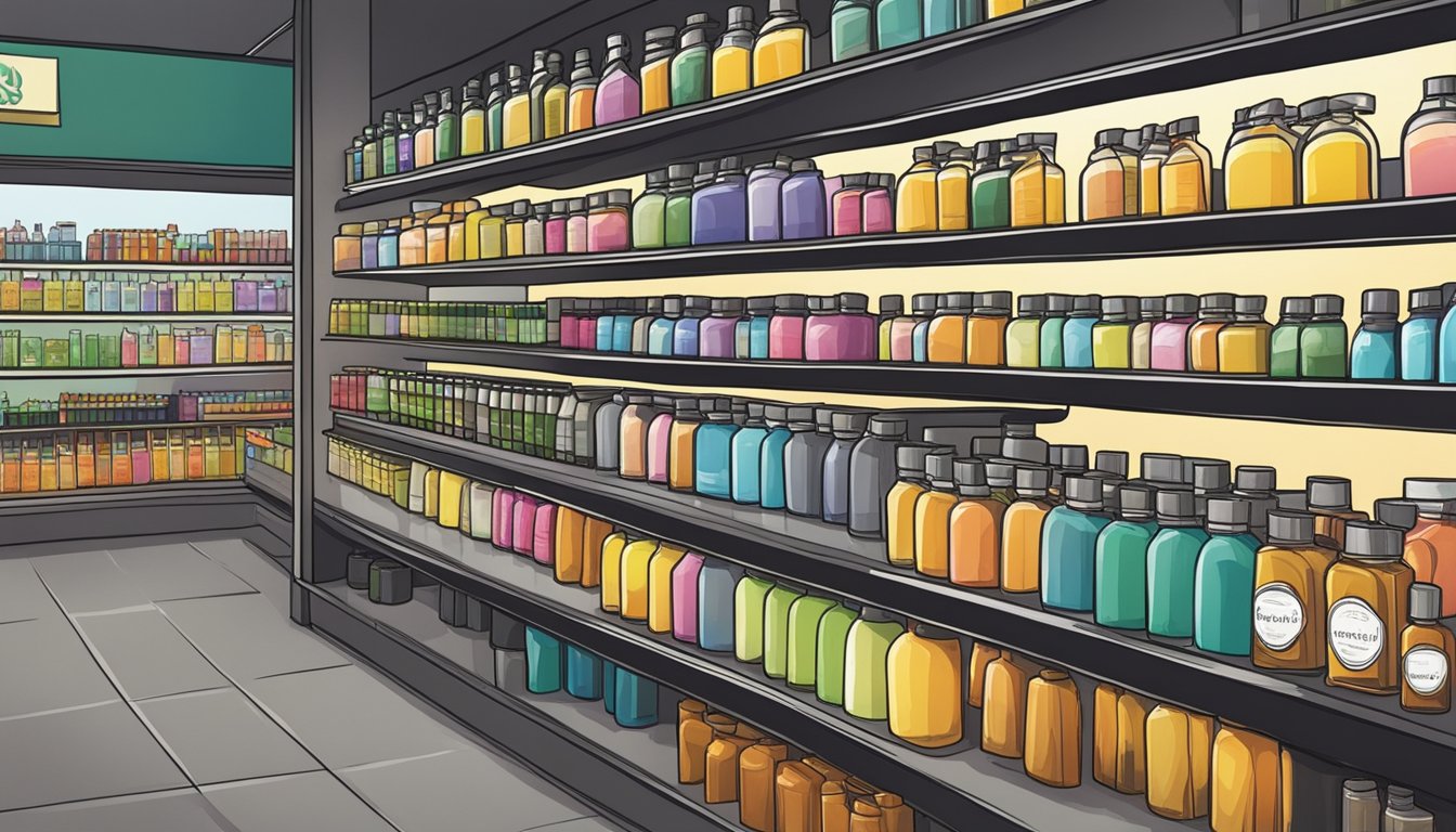 Shelves stocked with Biosys hair tonic in a Singaporean store