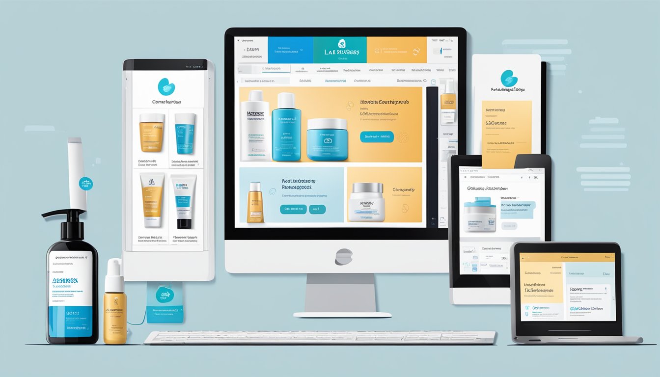 A computer screen displaying a variety of La Roche-Posay products on an online shopping website. The website's interface is clean and user-friendly, with easy navigation and clear product images and descriptions