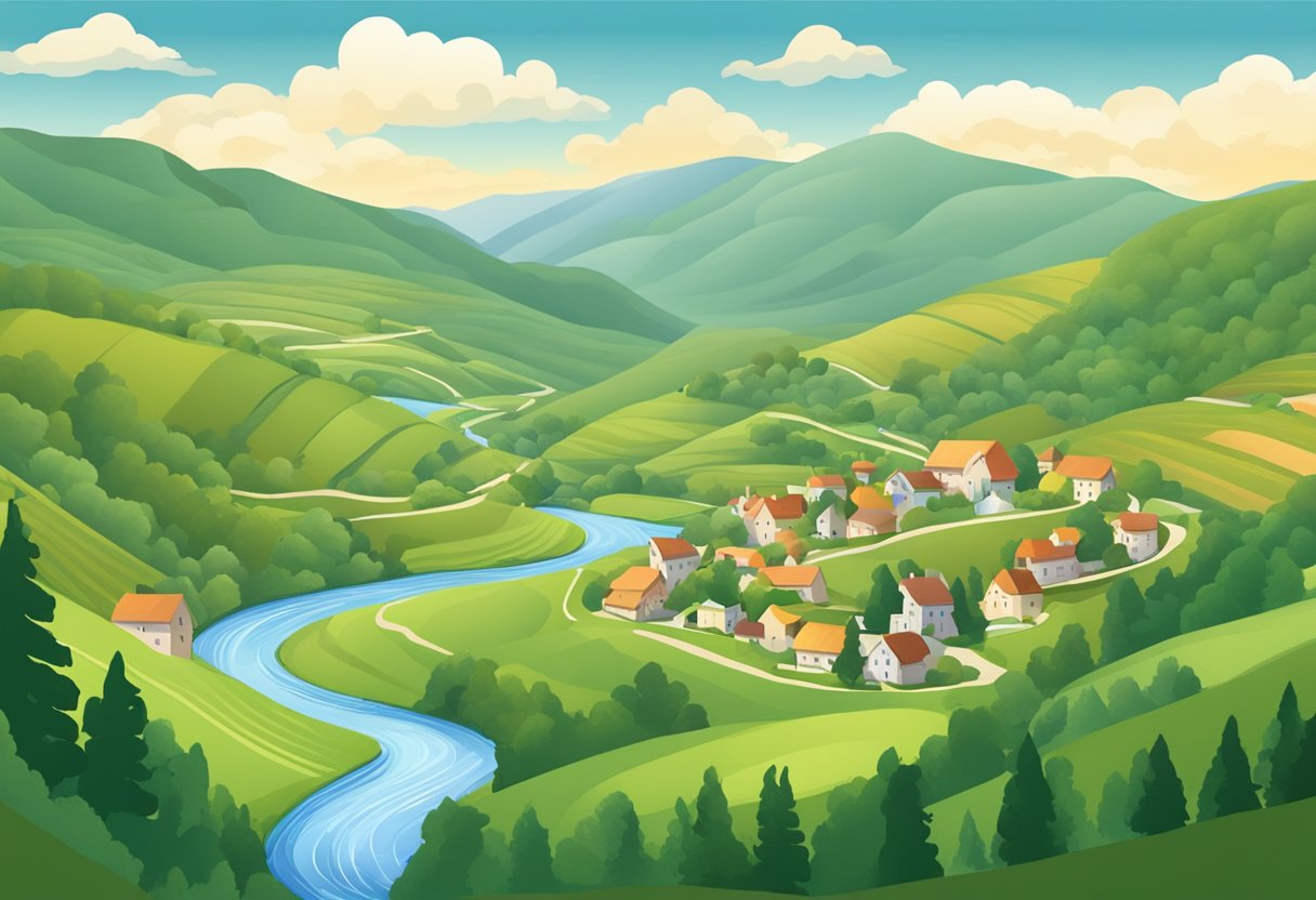 Rolling hills, a winding river, and a quaint town nestled in the valley - Geography Tiro, OH