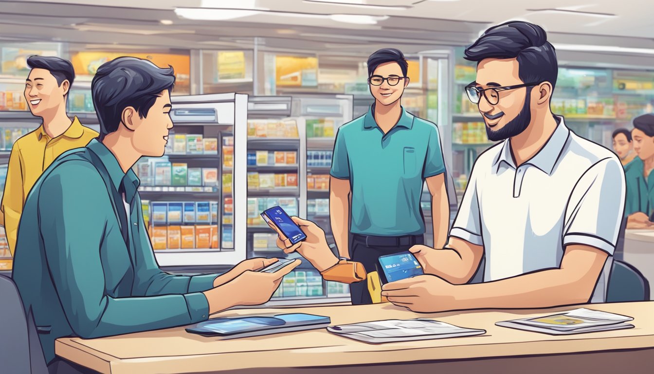 A person buys a Europe SIM card in Singapore, asking questions to the staff