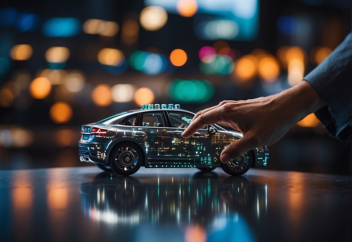 A person's hand hovers over a selection of different trading bots, each labeled with their specific functions: auto purchase, auto buyer, crypto, and ROI