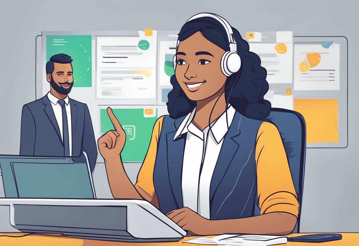 A customer service agent uses AI to personalize interactions, improving the customer experience