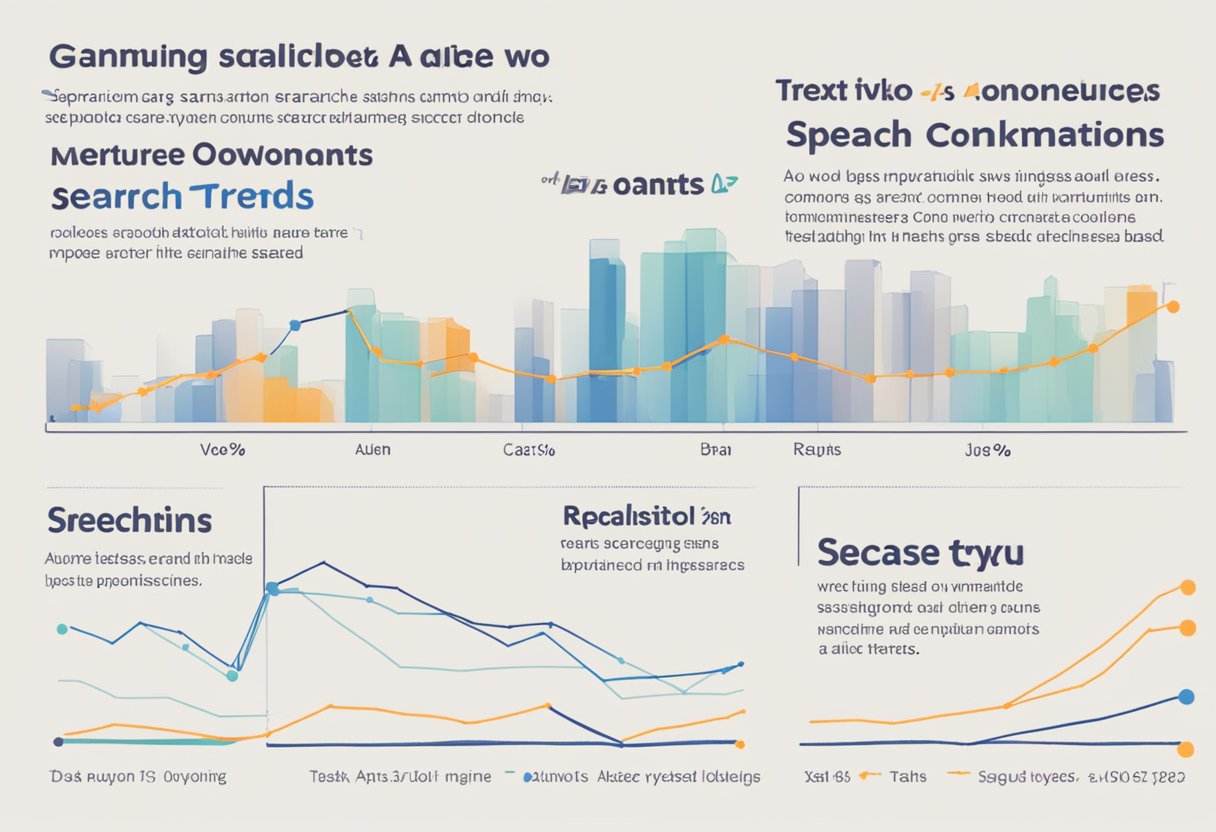 Speech recognition alters online search trends, as voice commands replace typed queries. Data charts show a surge in spoken searches, while traditional text-based searches decline