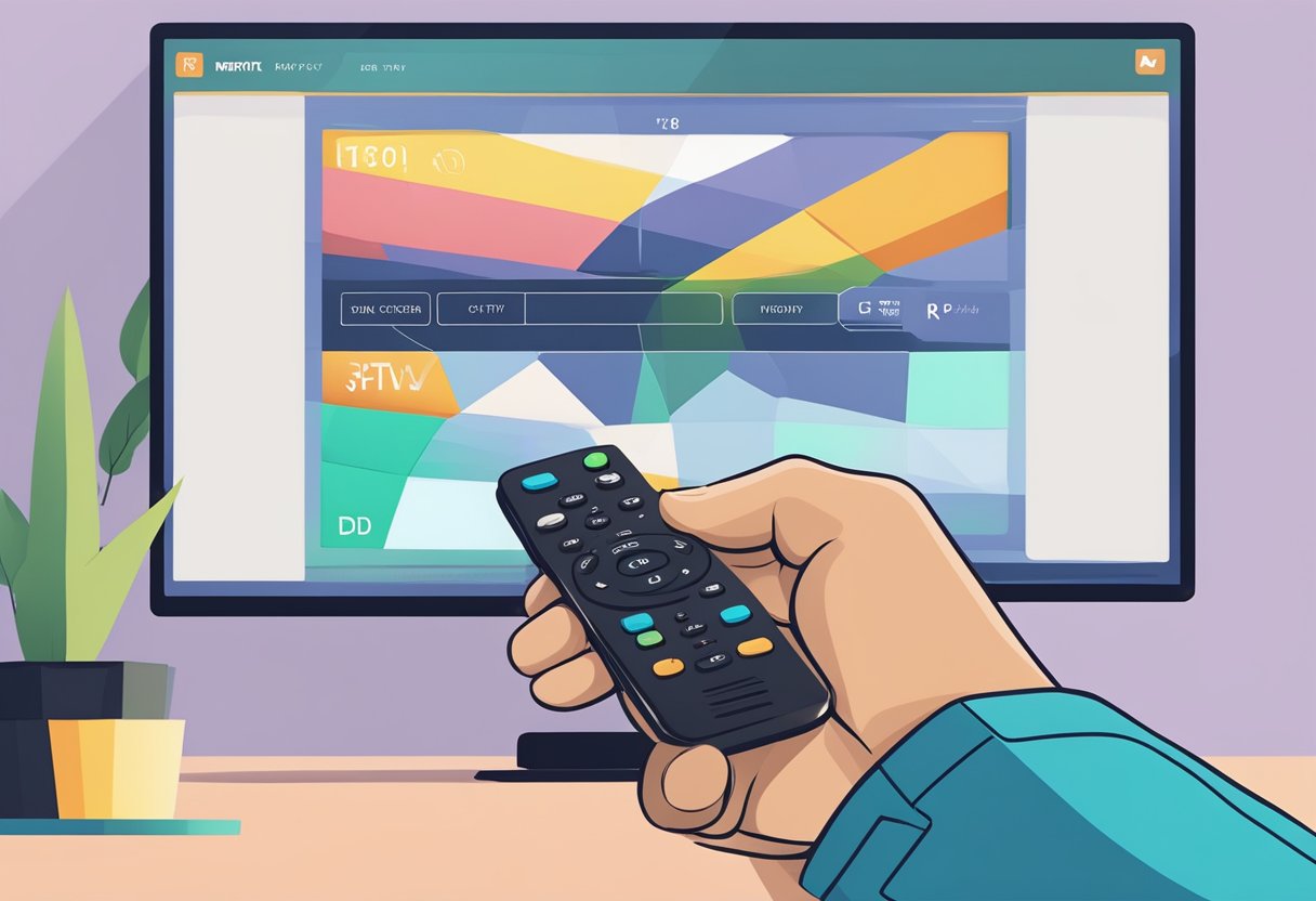 A hand holding a remote, navigating the XCIPTV interface to set up a 6-hour IPTV test