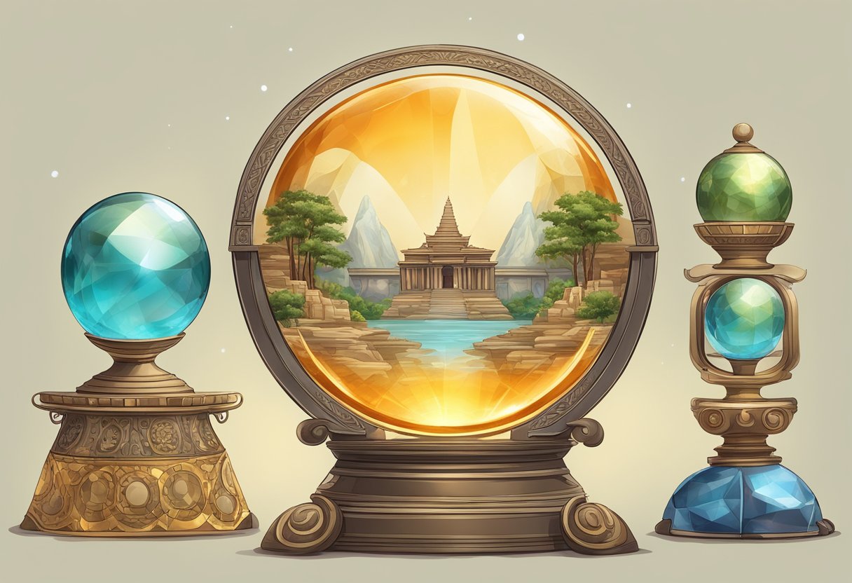Ancient civilizations using crystal balls and mirrors for divination