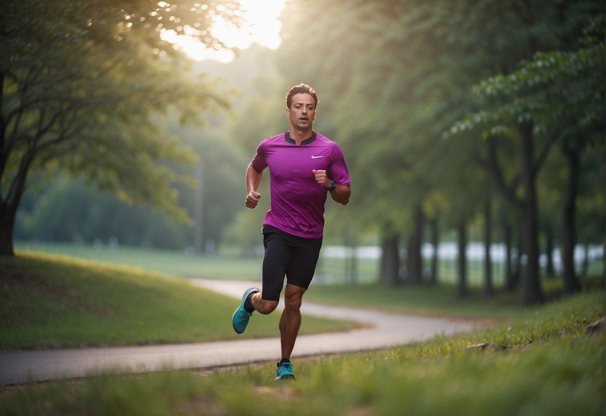 A runner sprints up a hill, then rests, repeating. Heart rate increases, lungs work harder