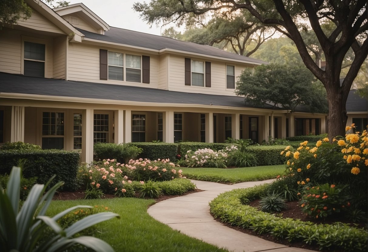 A serene retirement home in Houston, with lush gardens and cozy living spaces, provides a peaceful haven for retirees