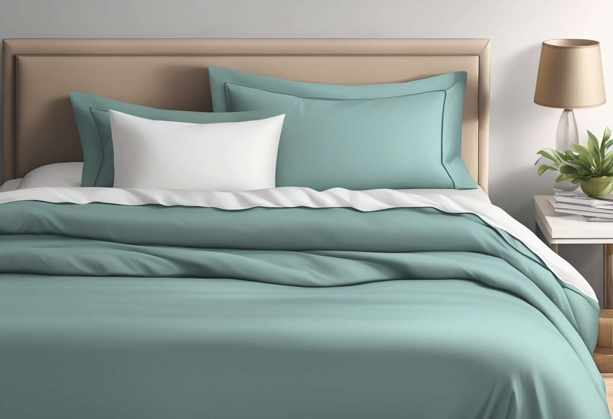 a neatly made bed with a 180 thread count sheet, smooth and wrinkle-free, tucked in at the corners