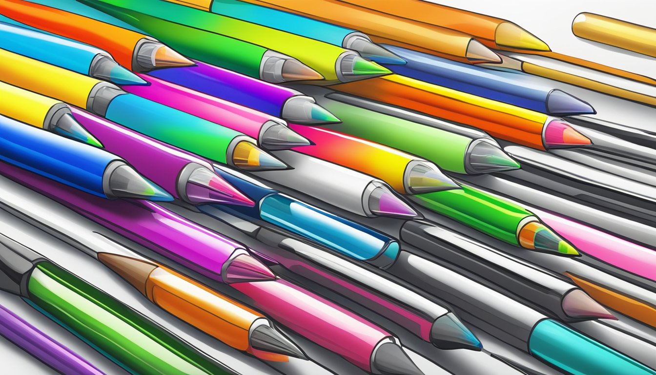 A computer screen displaying a variety of colorful gel pens on an online shopping website