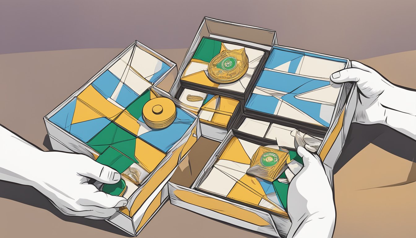 Two hands opening a package with a Congkak board game inside