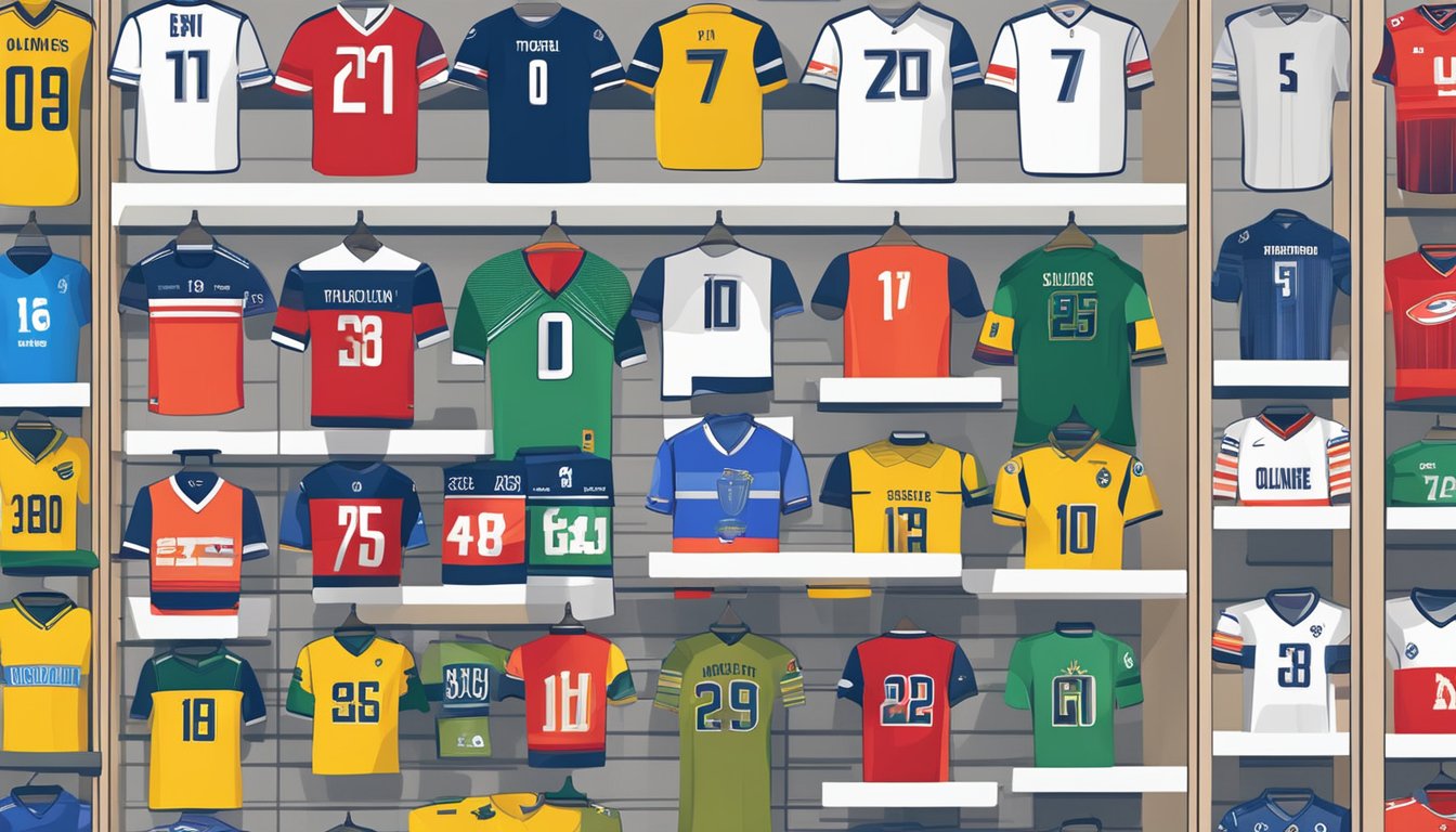 A computer screen displaying a variety of football jerseys with affordable prices. An open browser with tabs for different online retailers