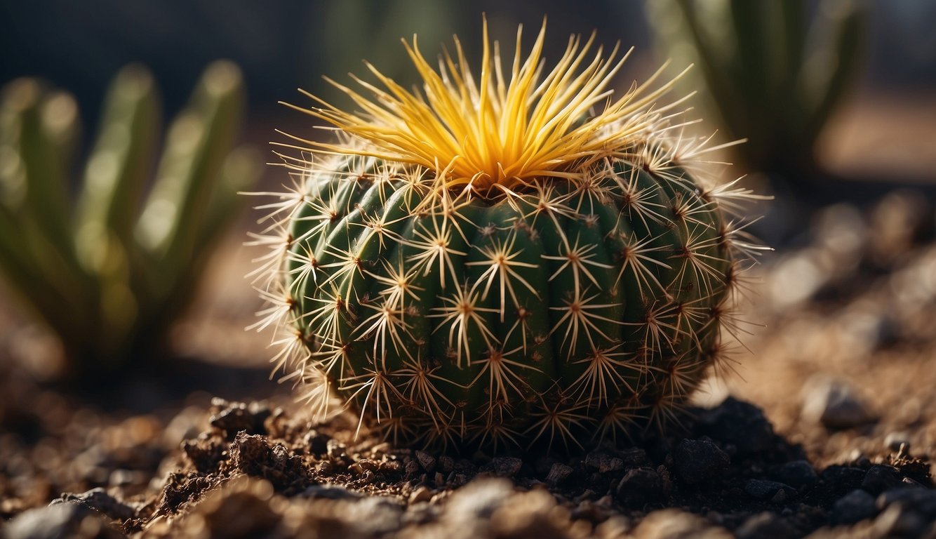 A cactus with wilting, discolored stems and a foul odor emanating from the soil. The roots appear dark, mushy, and waterlogged