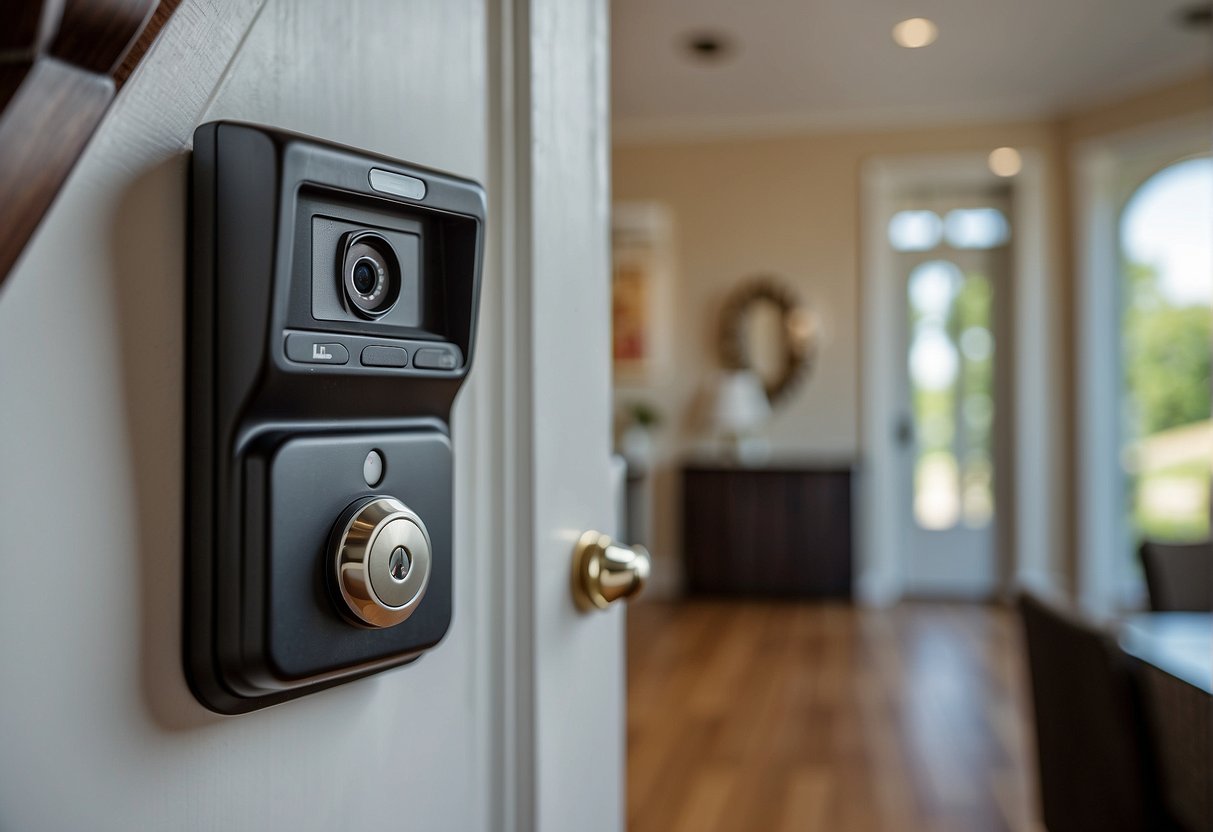 A home security system integrates with security doors, protecting the house from intruders