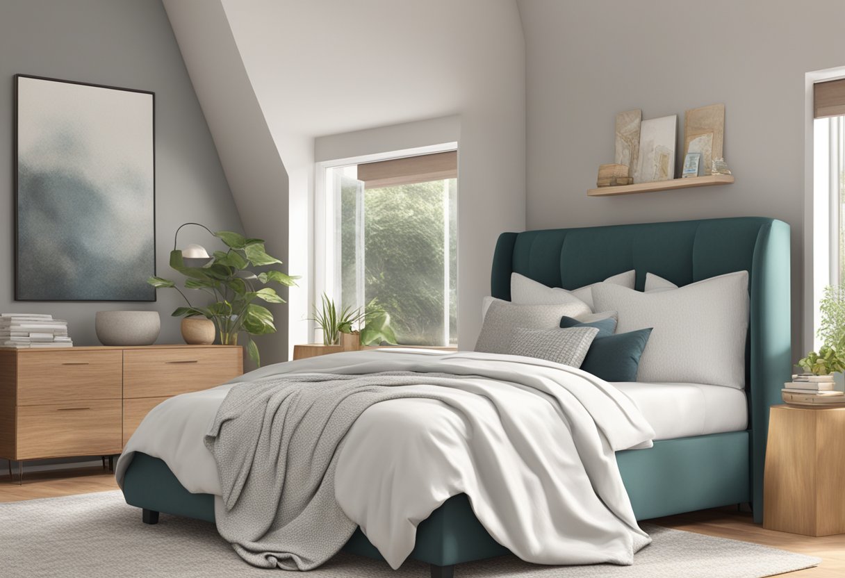 a cozy bedroom with a bed featuring a blanket and a comforter side by side, highlighting their differences in texture and thickness