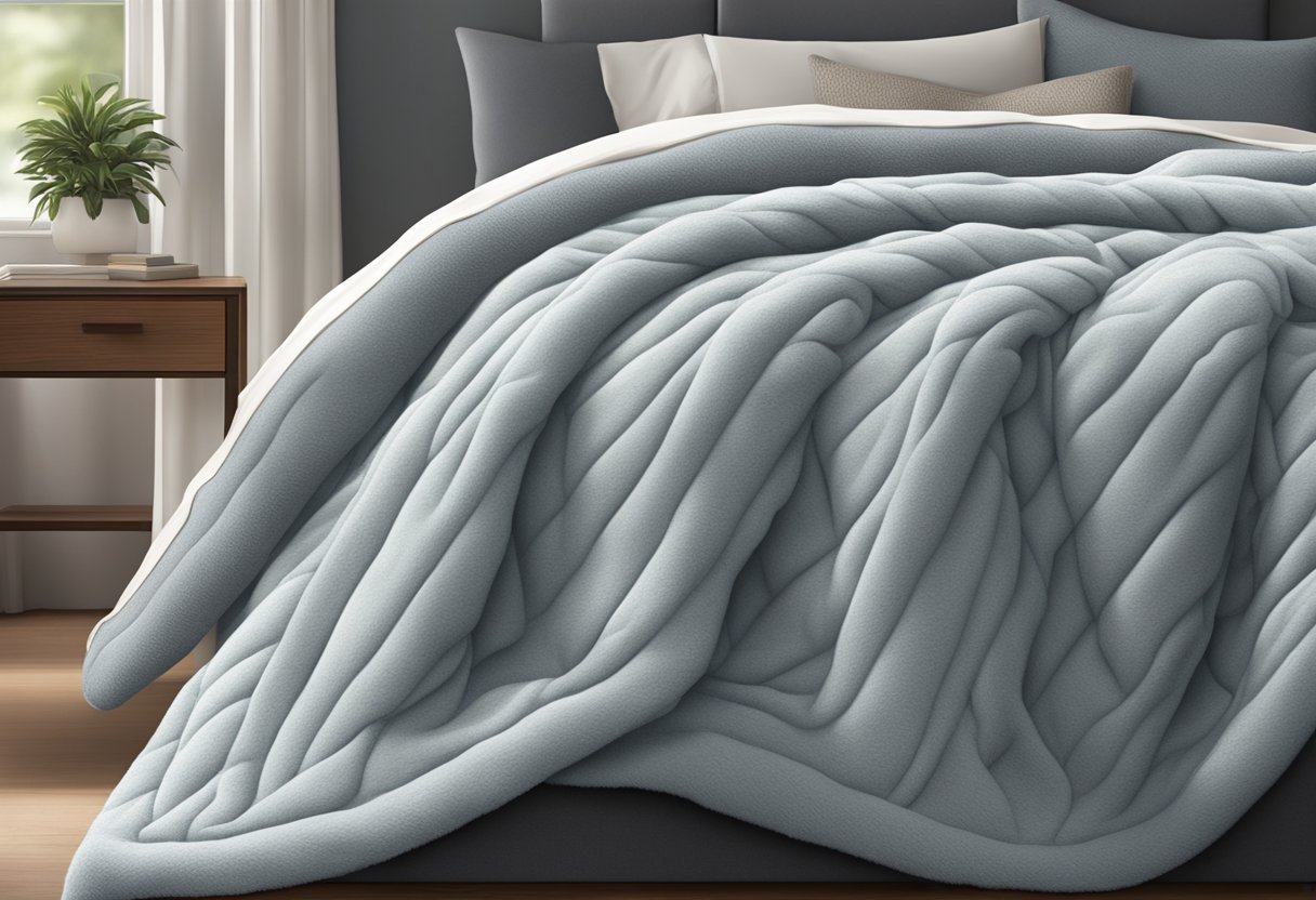 a cozy blanket and a fluffy comforter side by side, showcasing their differences in texture and thickness