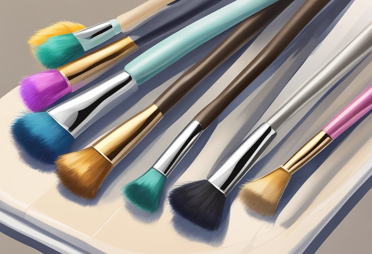 Brushes laid flat on a clean towel, bristles facing downward, air-drying in a well-ventilated area