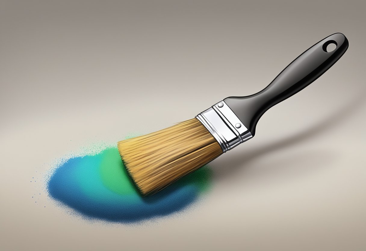 A brush being gently scrubbed with solvent to remove dried paint