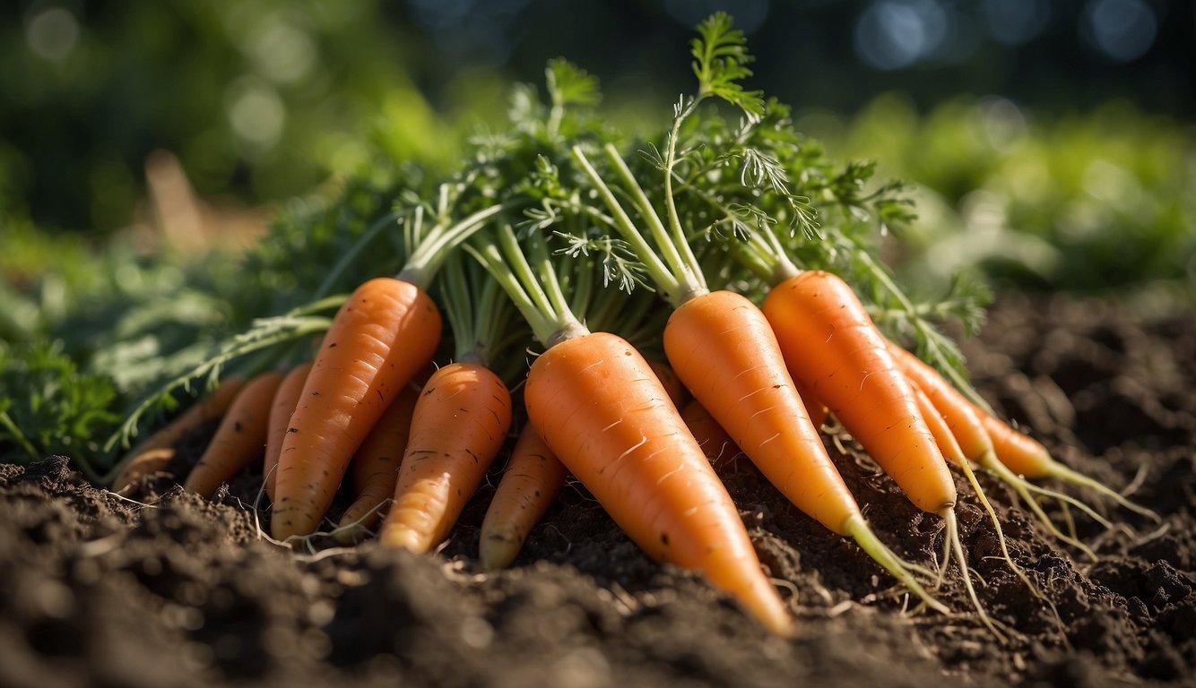Carrots are ready for harvest when their tops are about 1 inch in diameter. They can stay in the ground for several weeks after reaching maturity