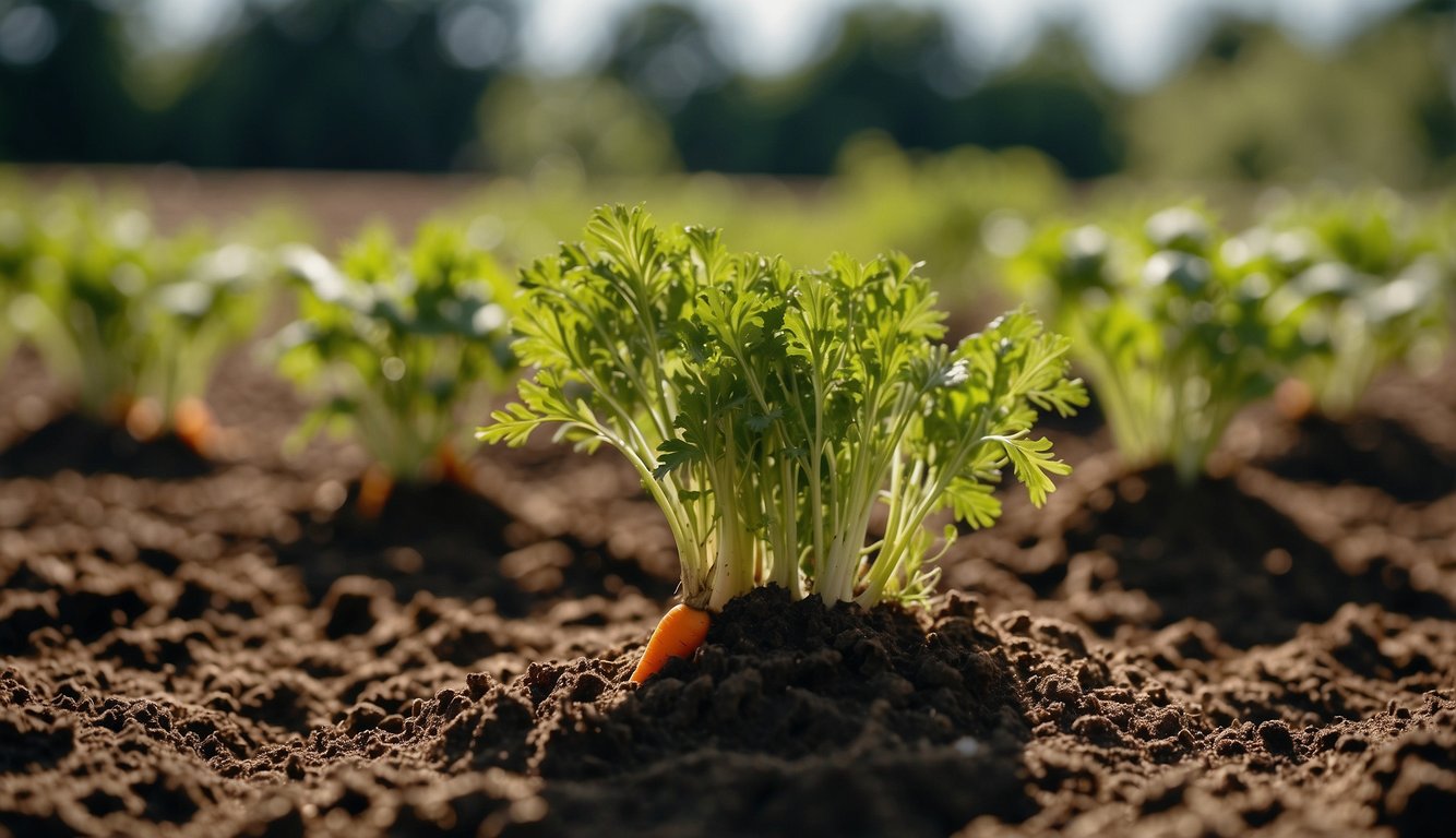 Carrots grow in rich, loose soil with plenty of sunlight. They can stay in the ground for up to three months before harvesting