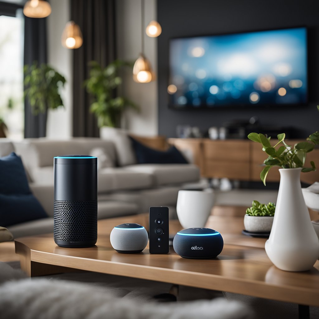 Various smart home devices, such as lights, thermostats, and speakers, are all connected and compatible with Alexa, creating a seamless and integrated home automation system