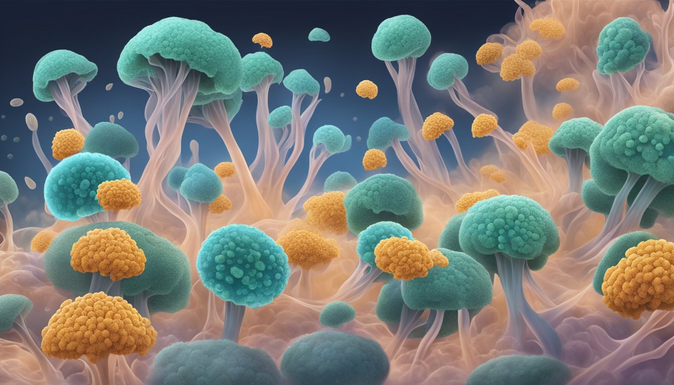 The immune system attacks mold spores. Memory loss is linked to mold. Depict the impact visually