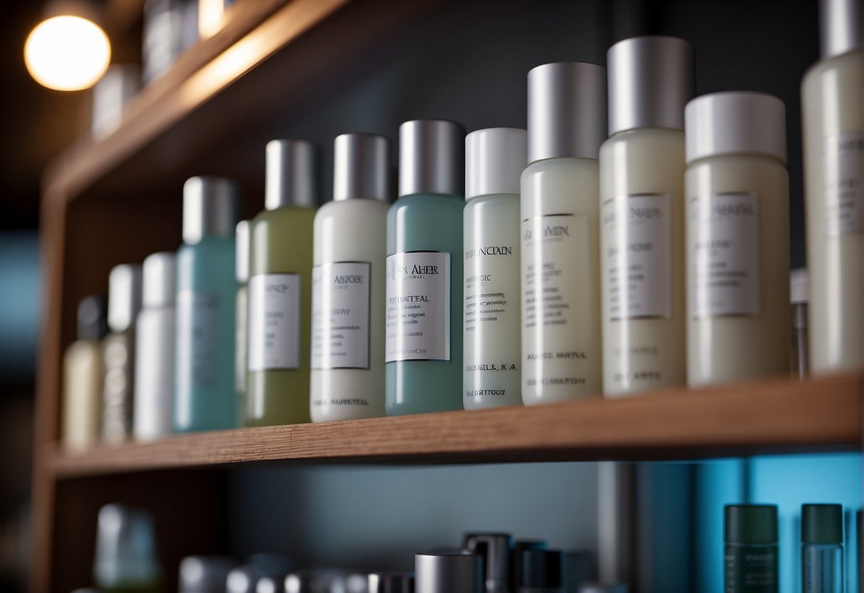 A variety of face moisturizers lined up on a shelf, with labels indicating their hydrating properties